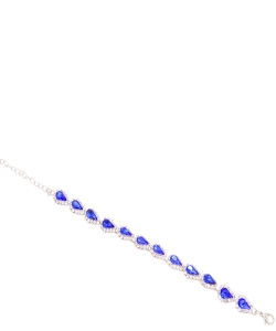 Teardrop Rhinestone Bracelet Link BL810001 SILVER BLUE
